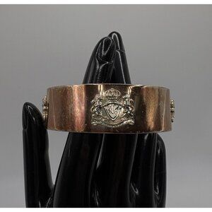 Lauren Ralph Lauren LRL Silver Tone Wide Crest Bangle Bracelet Preppy READ